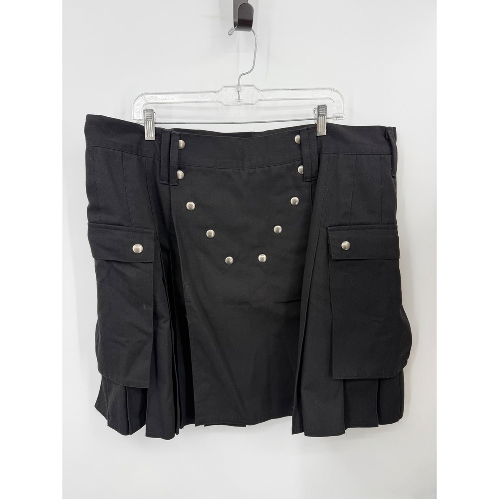 Utilikilts The Original Kilt Men 44 Black Cargo Utility Pleated Snap Pocket